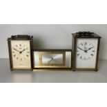 Three clocks including two carriage clocks by Smiths & Metamel and a Swiza 8 7 Jewels clock