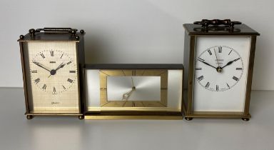 Three clocks including two carriage clocks by Smiths & Metamel and a Swiza 8 7 Jewels clock