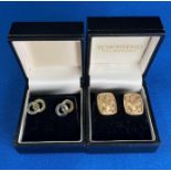 Two pairs of 9ct gold earrings - a white and yellow gold pair and a yellow gold pair. Weight: 10.
