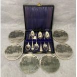 Set of six silver hallmarked teaspoons in fitted case (1804, London?) 2.