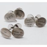 Sterling silver cufflinks, three pairs - 'can't convince them/confuse them',