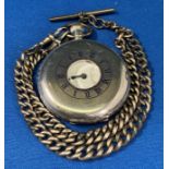 A silver (hallmarked) pocket watch by JWB London 1939 and a vintage silver (hallmarked) fob T-bar