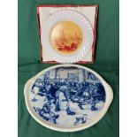 Delft blue and white 32cm diameter serving/meat plate and a Limited Edition 1984 (493/500) Leffmann