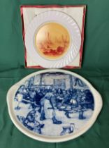 Delft blue and white 32cm diameter serving/meat plate and a Limited Edition 1984 (493/500) Leffmann