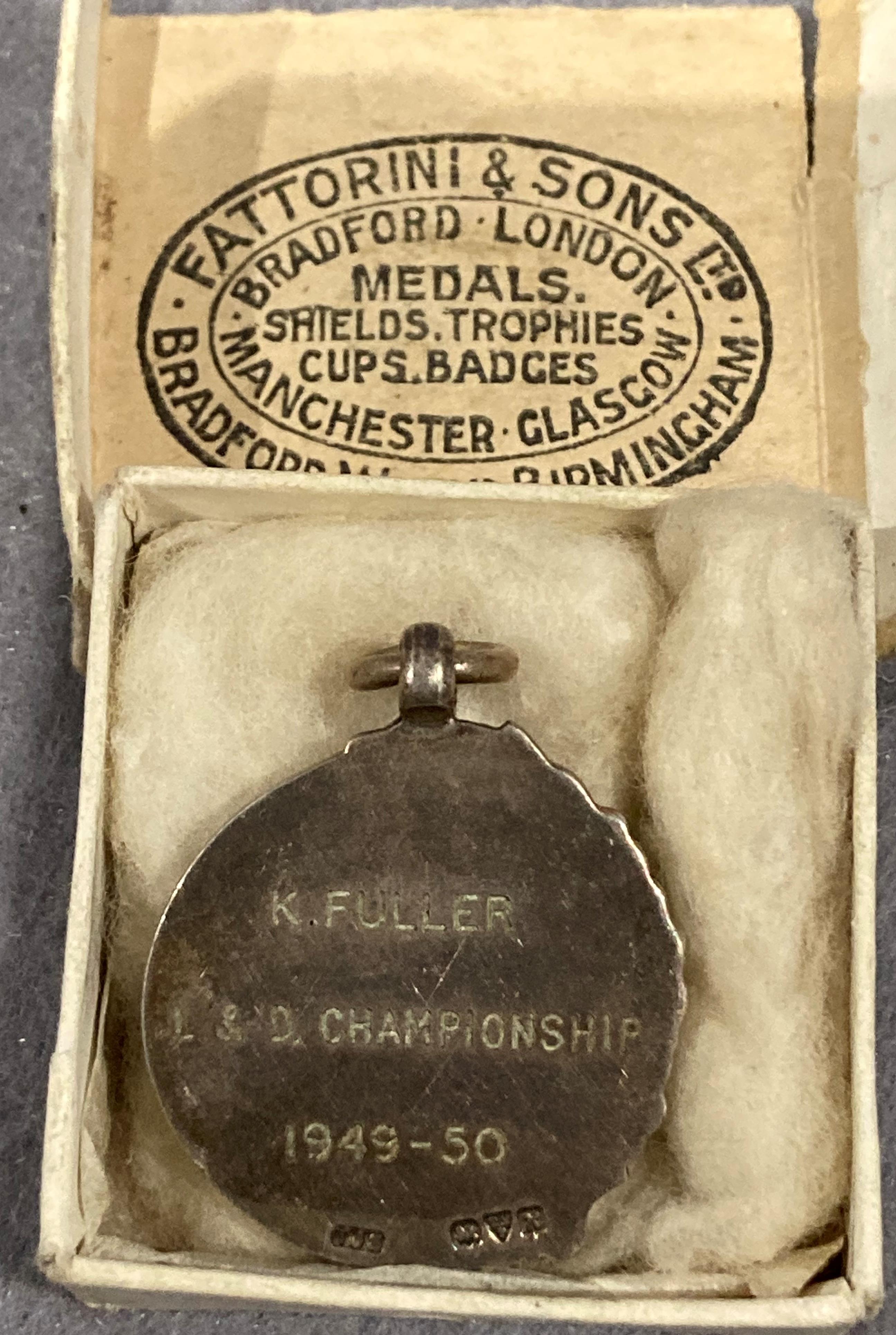 An ebonised box containing a silver Rugby League medal for Fox Rovers RLFC inscribed to back 'K - Image 5 of 5