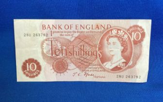 A Bank of England 10 Shilling note in good condition,