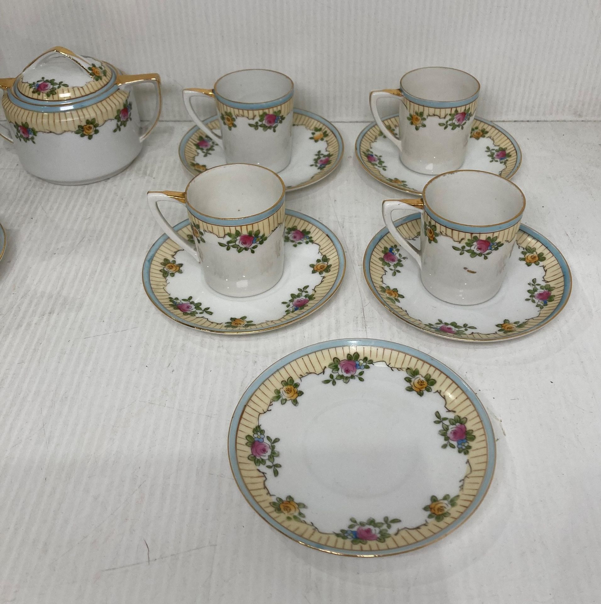 A vintage thirteen piece Noritake tea service including coffee pot, sugar bowl, cream jug, - Image 3 of 4