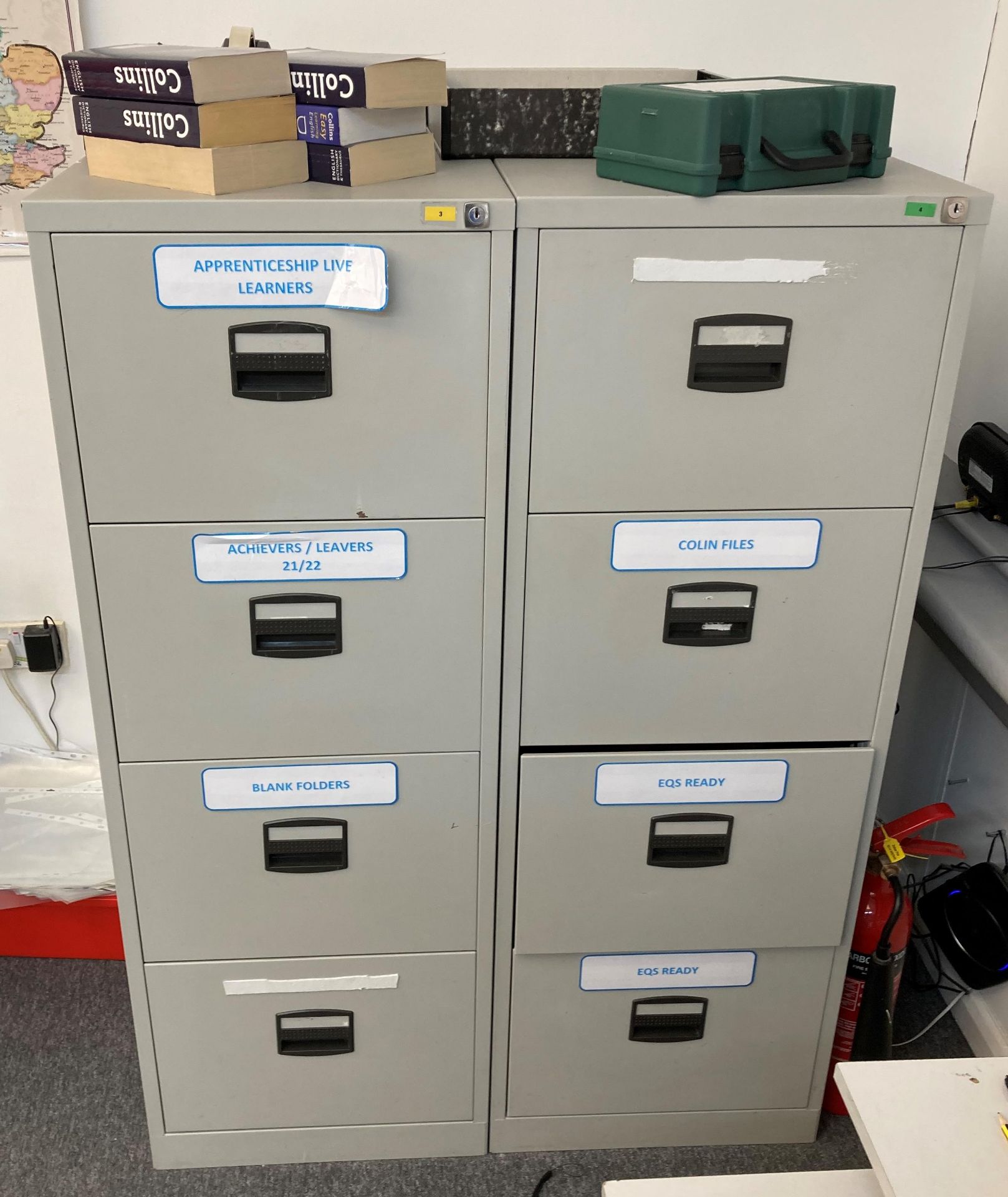 Contents to office - four grey metal four drawer filing cabinets, - Image 2 of 5