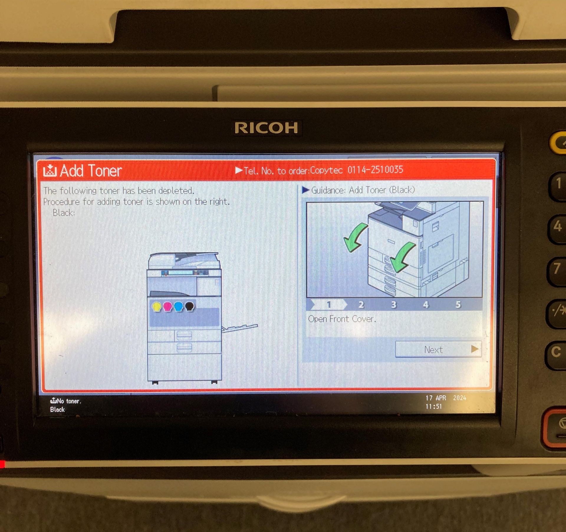 Ricoh MP C5503 copy print scan photocopier (collection address: Unit 6A, Church Street, Mexborough, - Image 3 of 3