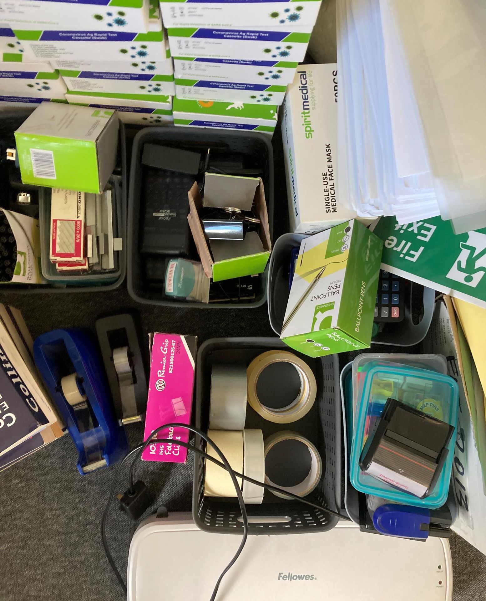 Contents to wall - two white-boards, stationery trays, files, stationery (including pens, pencils, - Image 2 of 5