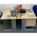 Contents to office - four grey metal four drawer filing cabinets,