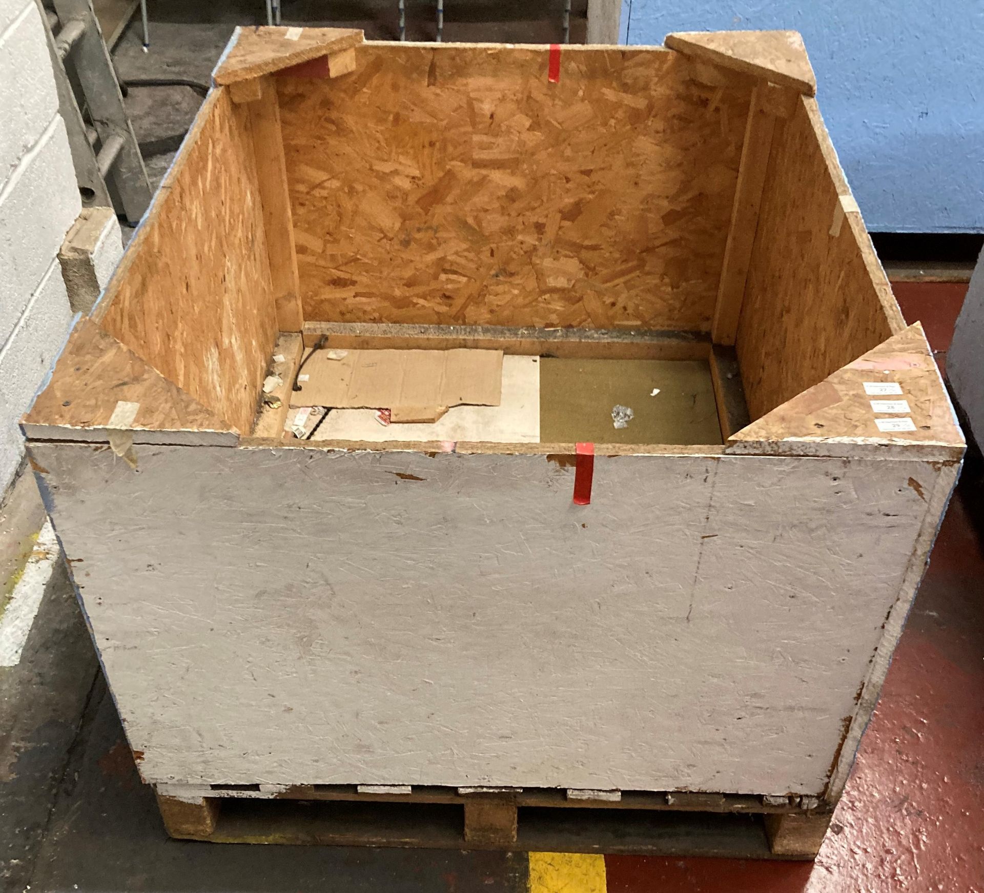Ten wooden crates on pallets, each 100cm x 120cm x 61cm deep (collection address: Unit 6A,