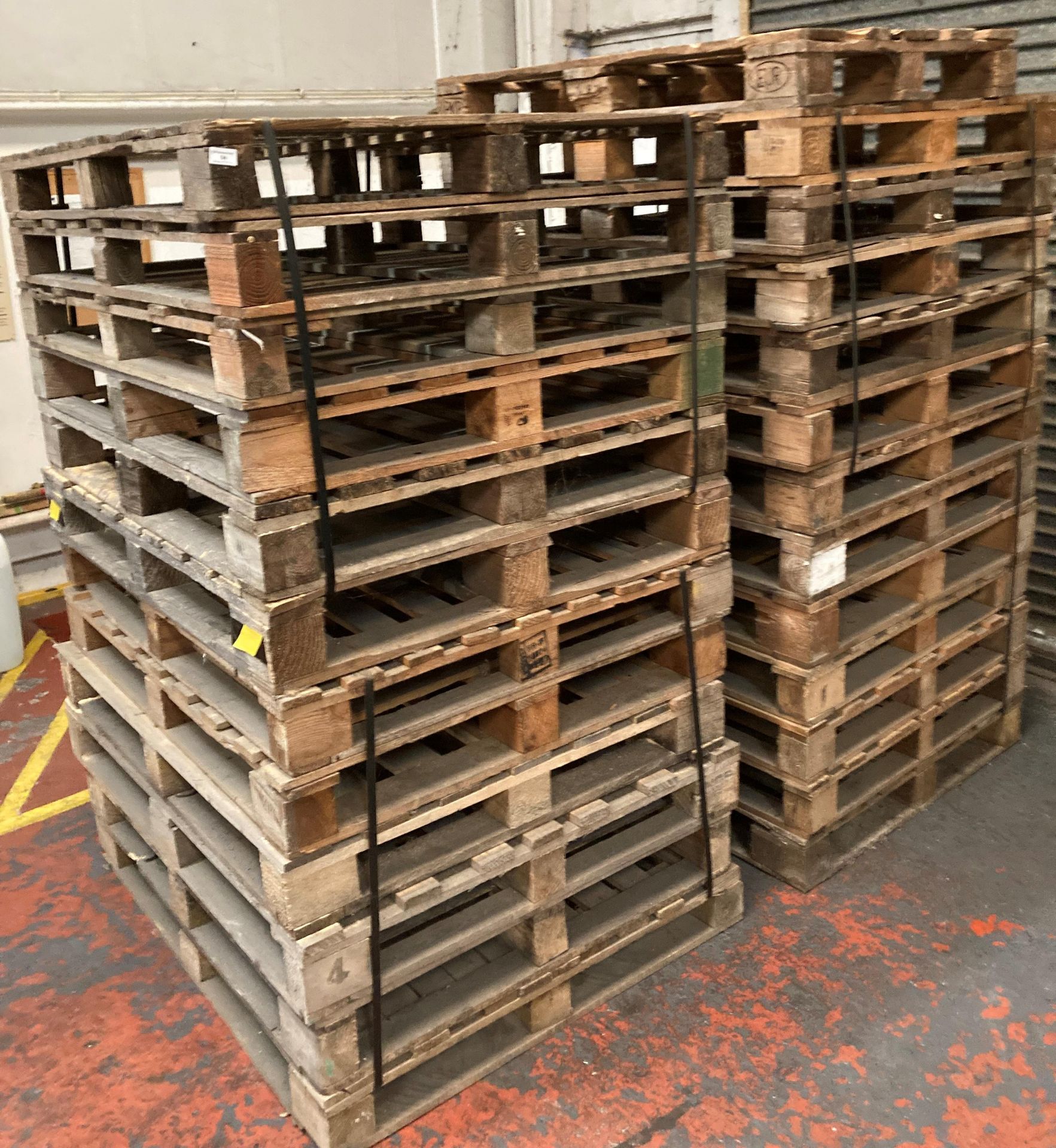 Thirty-five wooden pallets, 100cm x 119cm (collection address: Unit 6A, Church Street, Mexborough,