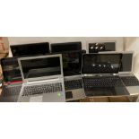 8 x assorted laptops (no batteries or power leads - one screen cracked - all possibly faulty and