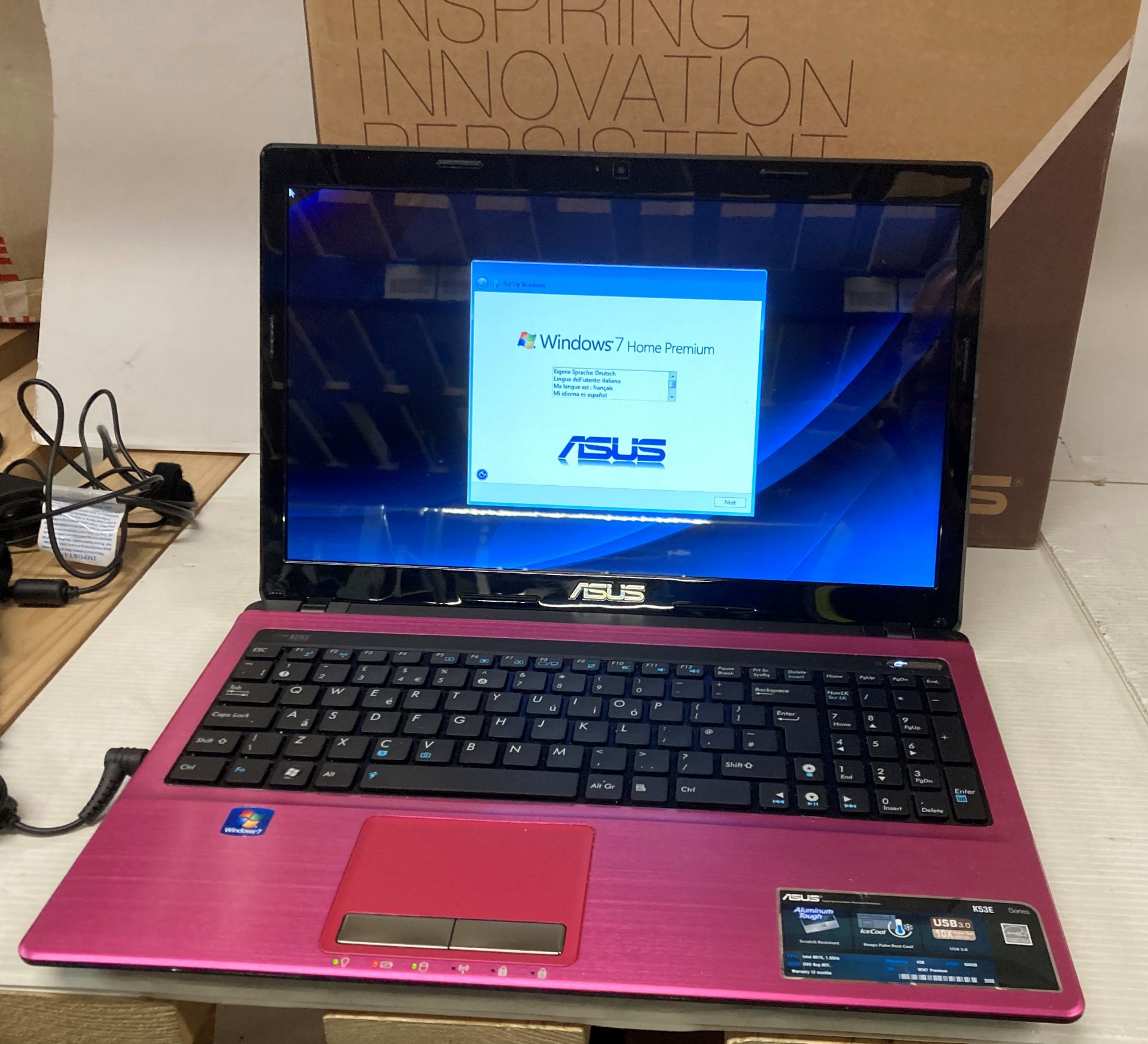 Asus Notebook complete with power lead (appears new and boxed) (K10) Further Information