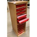 4 x wooden 12 drawer storage unit complete with plastic trays size 1030mm x 400mm x 310mm (saleroom