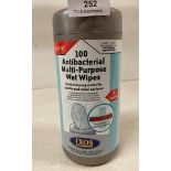 Contents to crate - 47 x tubs of IXOS Antibacterial multi-purpose wet wipes (G08 FLOOR)