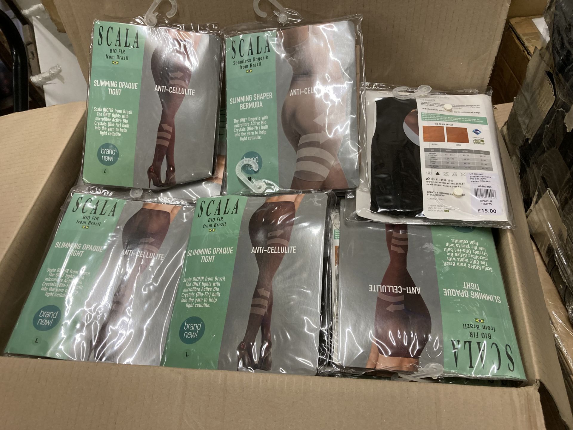 Contents to box - large quantity of ladies slimming tights assorted sizes and styles (saleroom