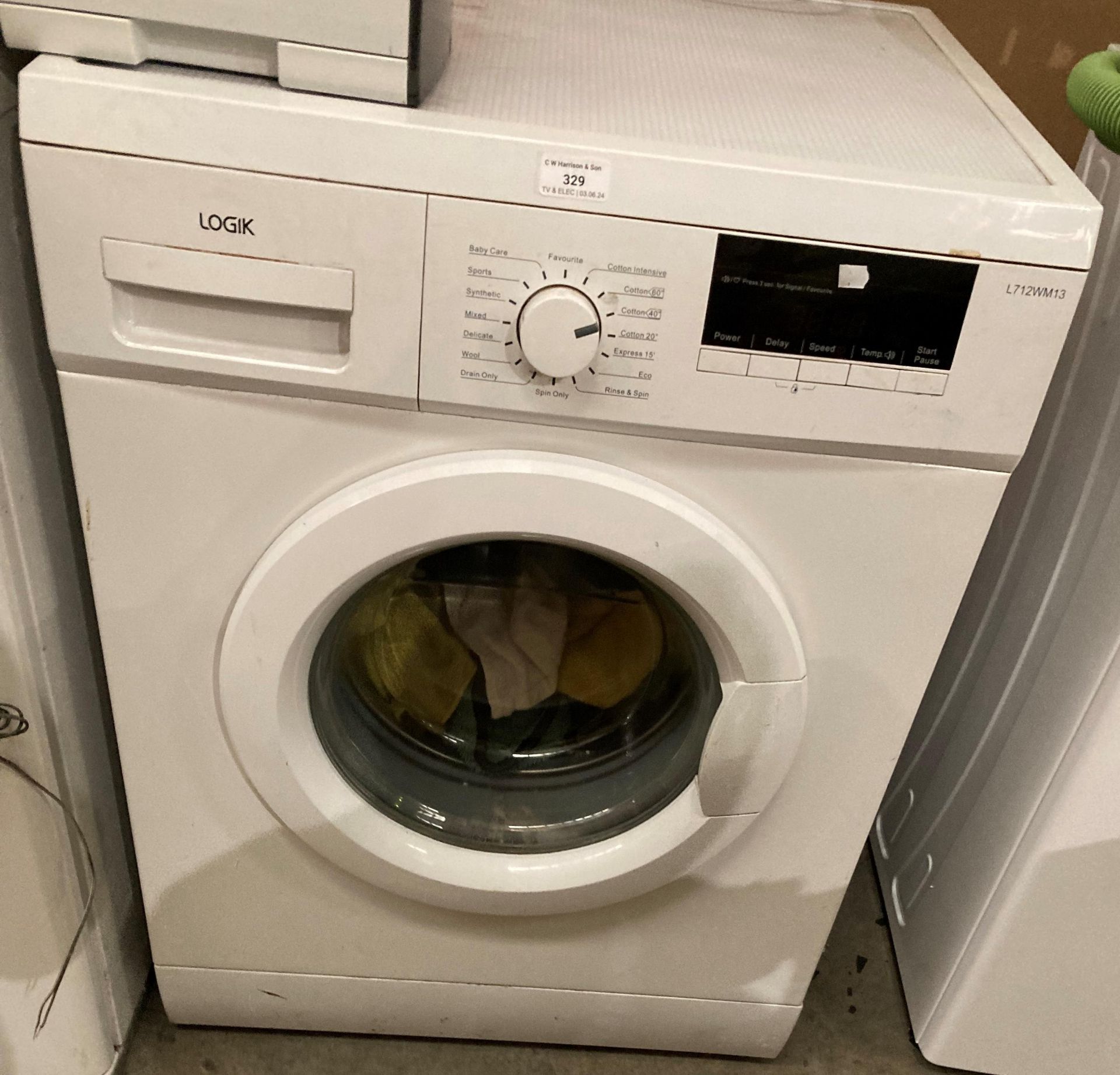 Logik L712MW13 washing machine (PO) Further Information *** Please note: This lot is