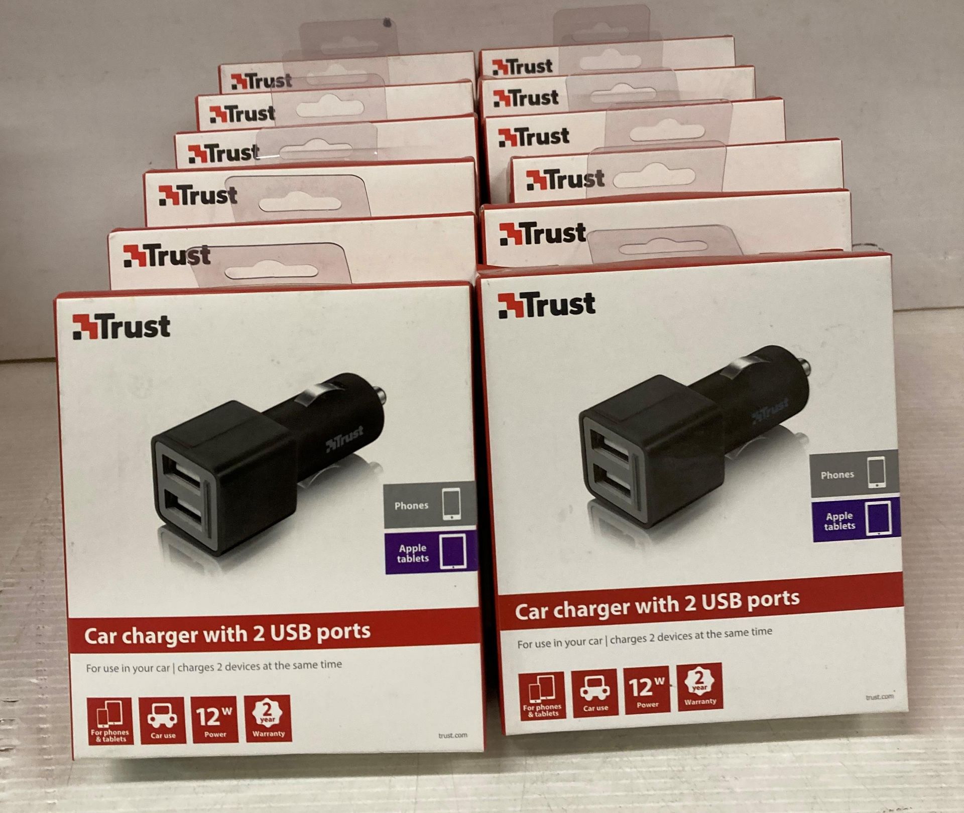 12 x Trust port USB in car chargers (E07) Further Information DISCLAIMER - THE