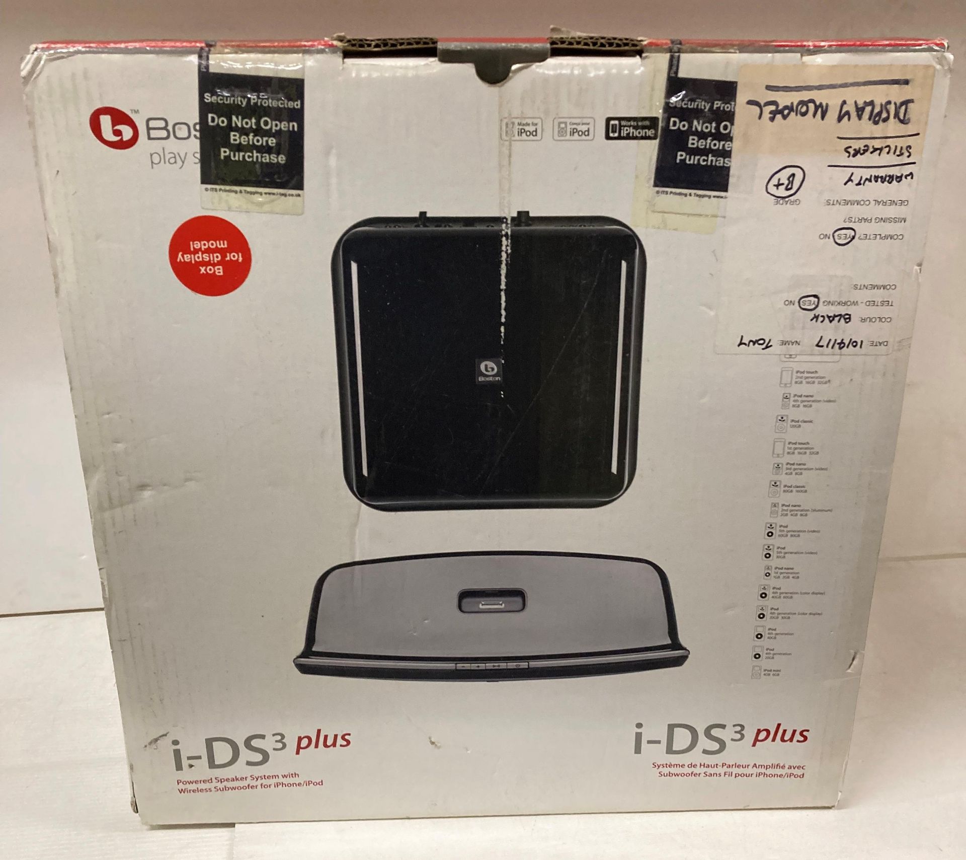Boston I-DS3 plus powered speaker system with wireless subwoofer for iPhone/ iPod (saleroom