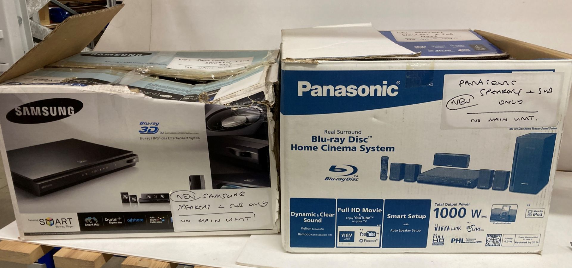Samsung and Panasonic subwoofers and speakers (no Blu-ray disc systems - boxed) (saleroom location: