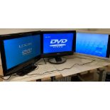 3 x assorted TVs - Toshiba LCD TV DVD model 22DV556DB (no power lead or remote),