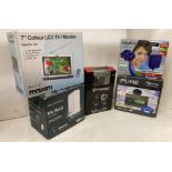 Mixed lot of 7 items to include Maxim 7" colour LCD TV monitor,