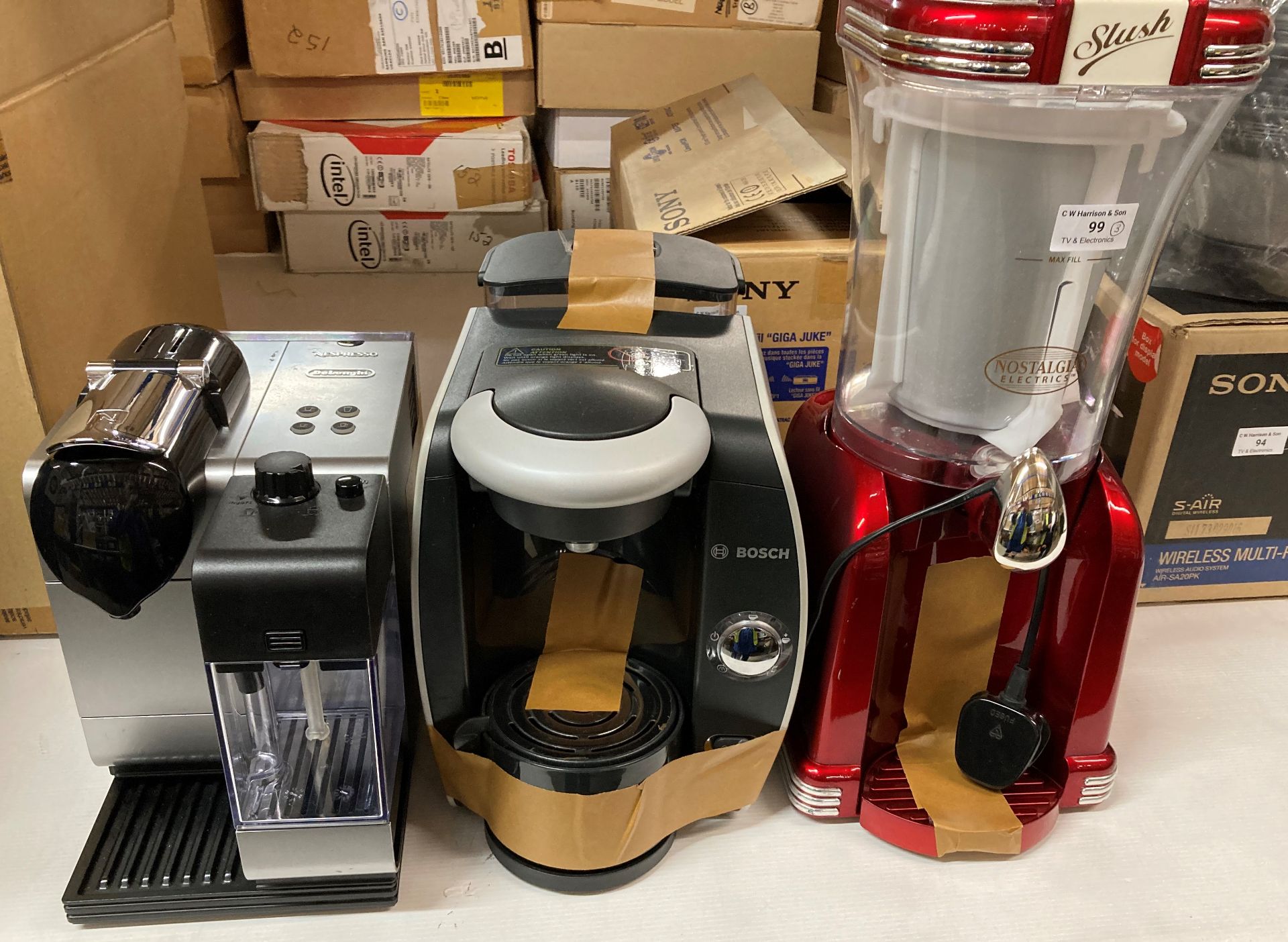 3 x items - Delonghi Nespresso pod coffee machine,