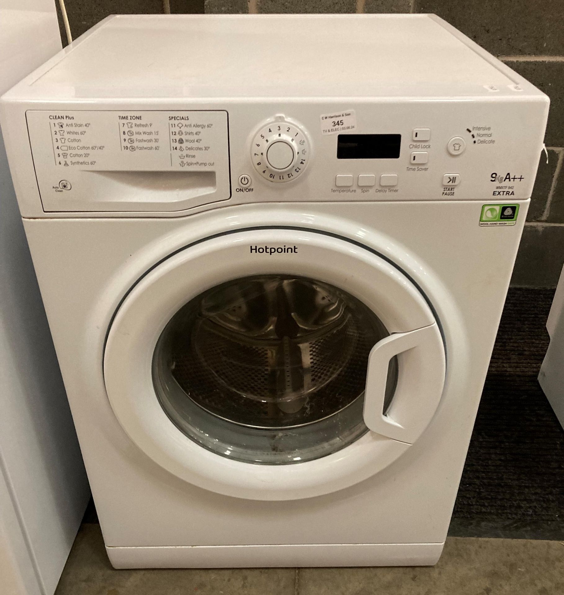 Hotpoint 9kg A++ Extra washing machine (PO)