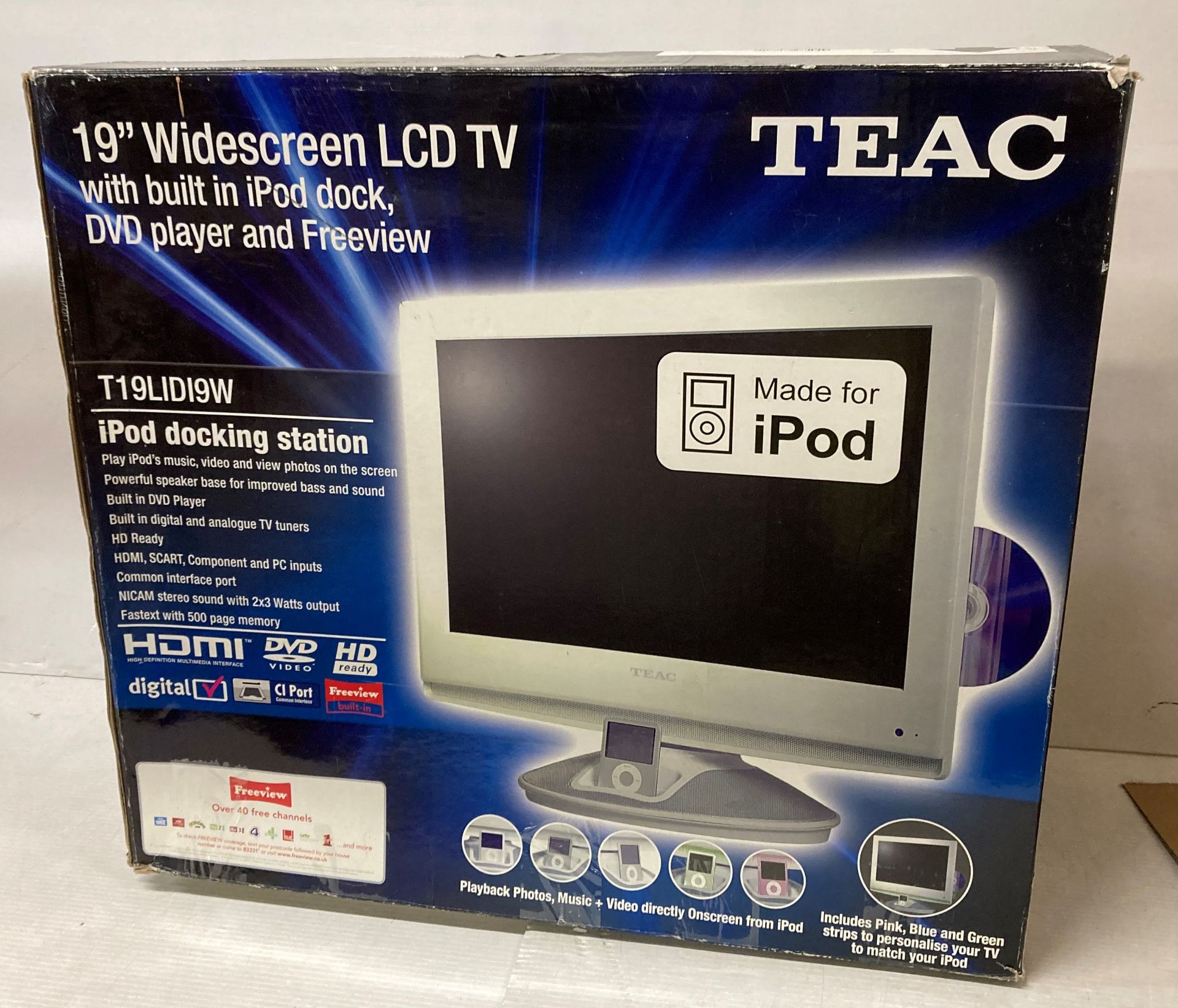 Teac 19" widescreen LCD TV with built-in iPod dock,