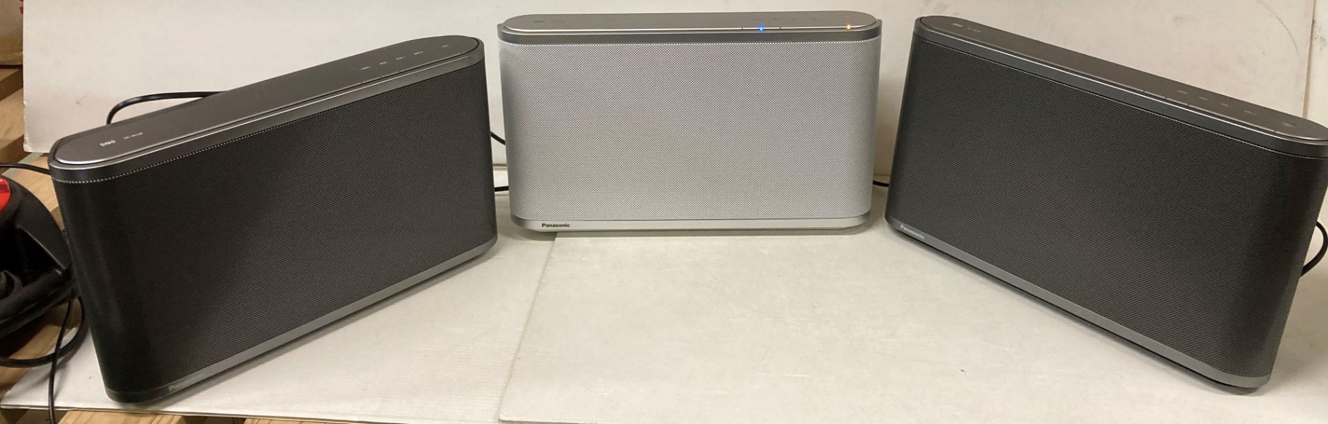 3 x Panasonic SC-A118 Bluetooth speakers complete with power lead (saleroom location: J12)