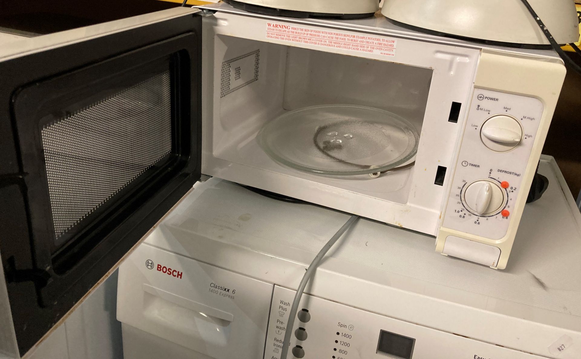 3 items - unbranded microwave oven and 2 x Coopers 89458 floor lamps with spare bulbs (PO) - Image 2 of 2