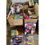 Contents to pallet (4 x large boxes and contents) - assorted toys, Pictionary, Nerf Guns,