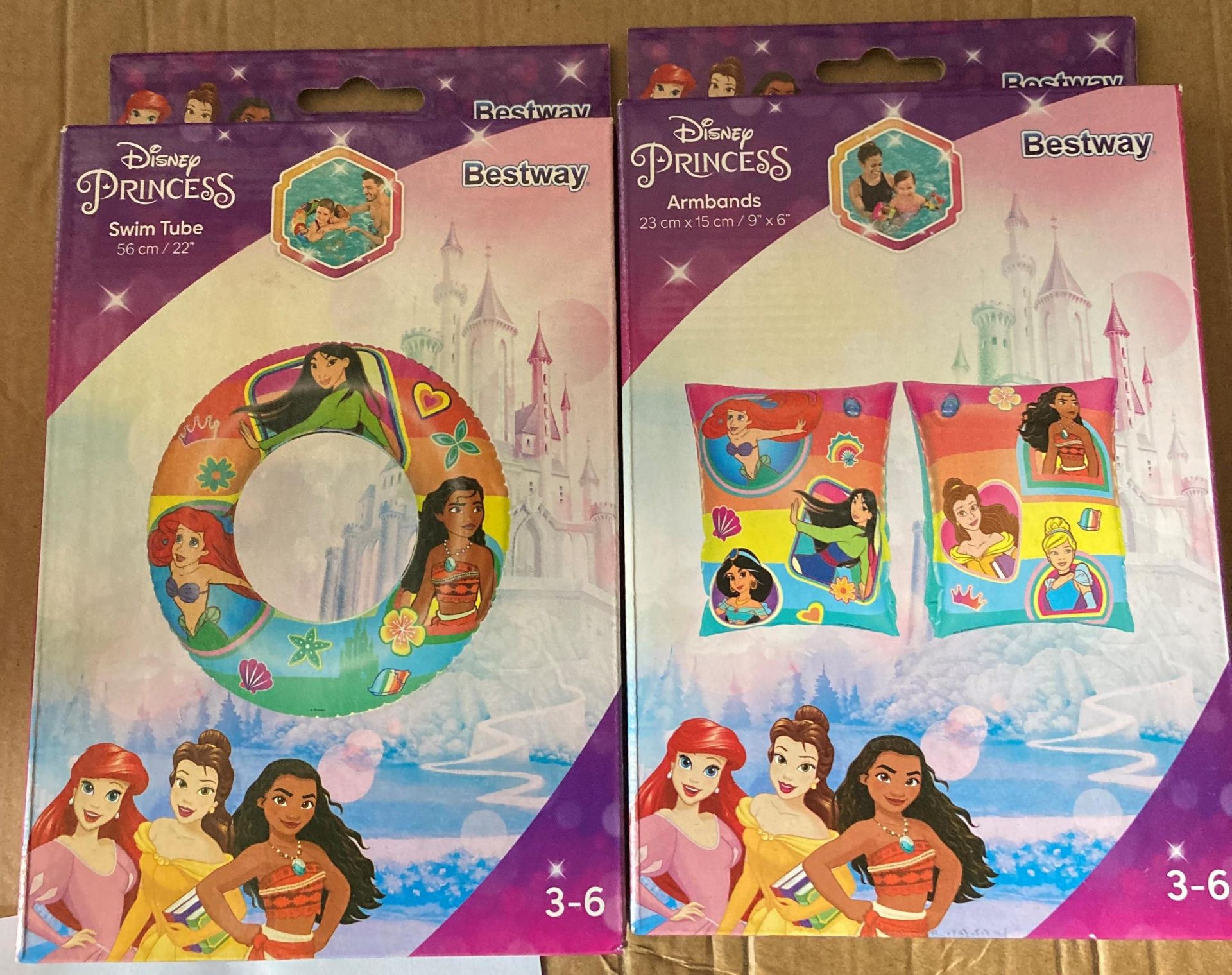 57 x Disney Princess swim tubes and armbands (age 3-6 years) RRP £6.99-£9.