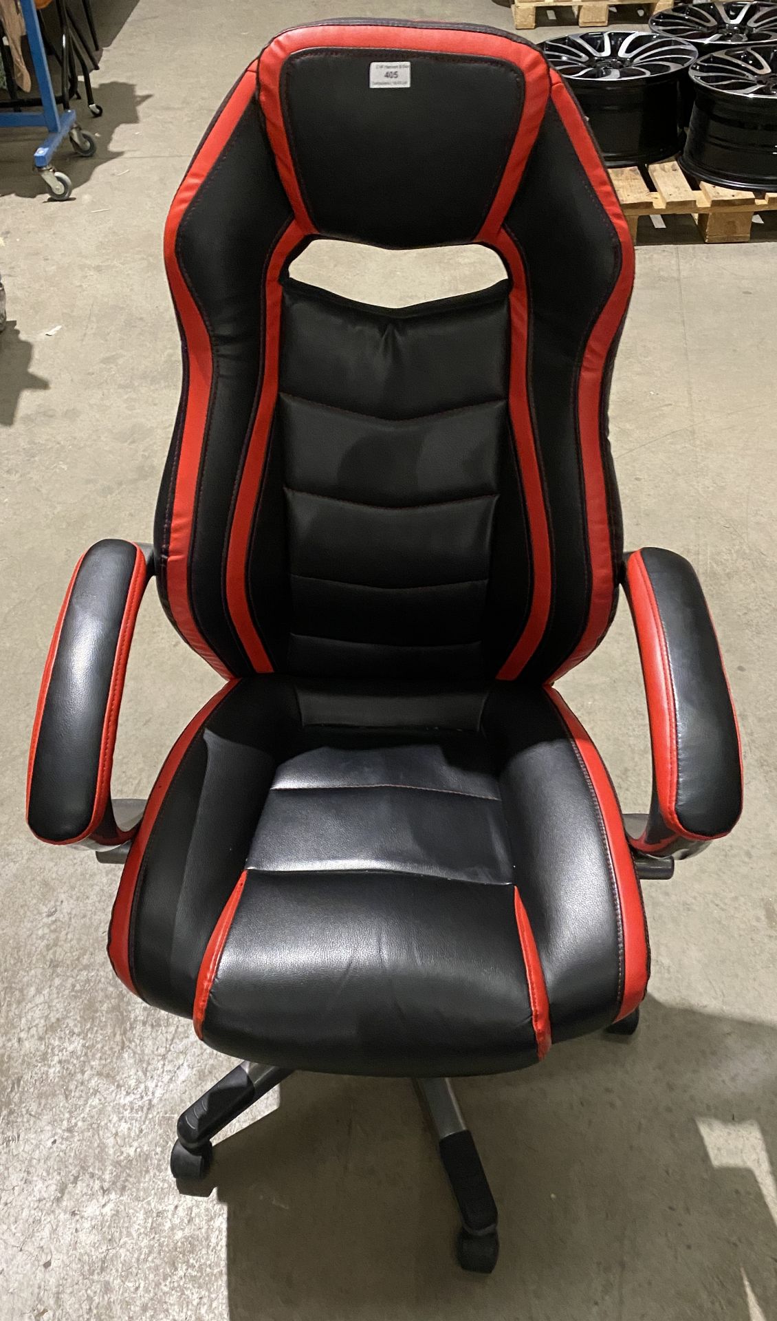 Black and red leather upholstered swivel armchair/gaming chair (Saleroom location: Aisle 1) - Image 2 of 4