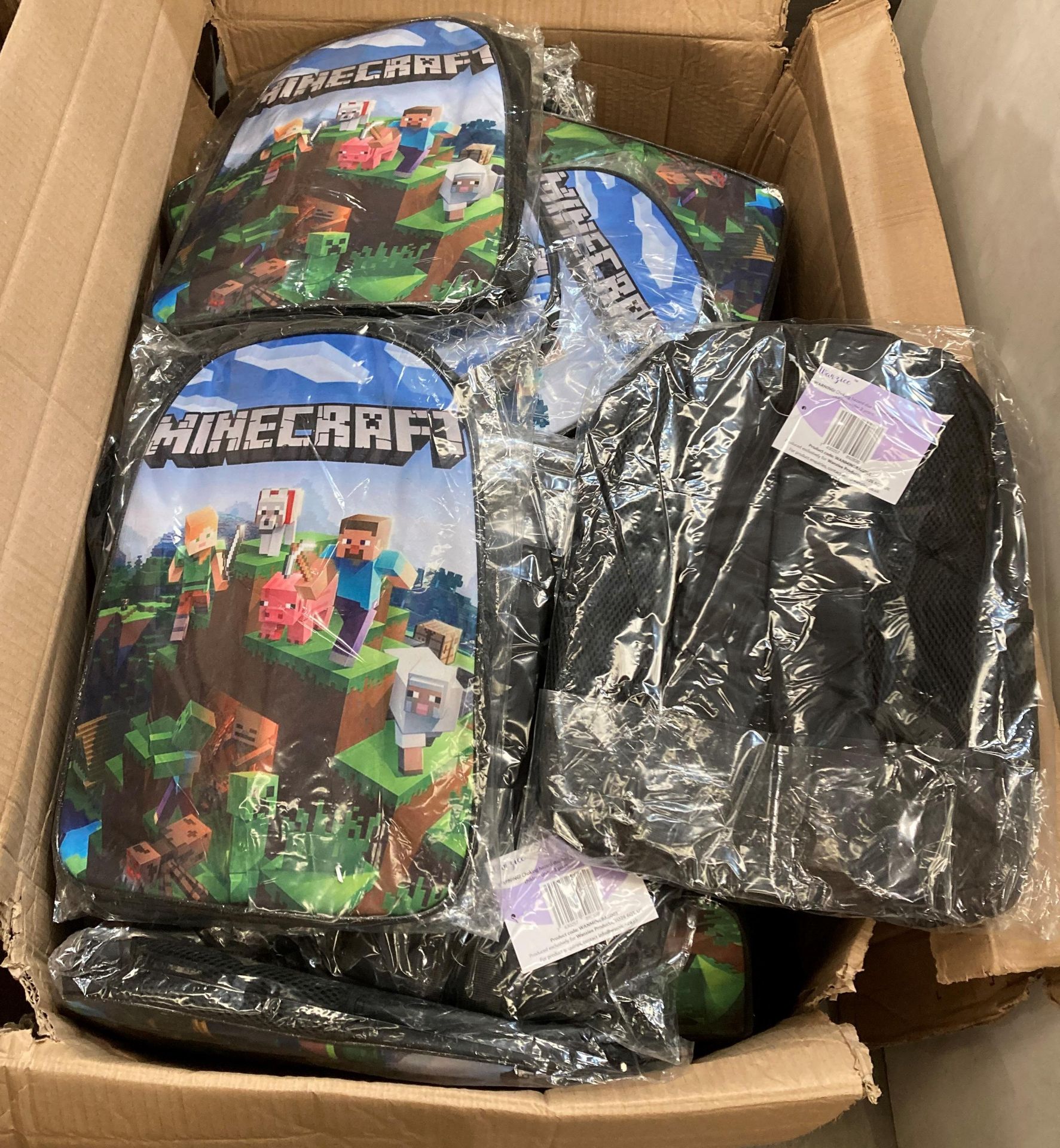 Box and contents - 38 x Wanziee Minecraft backpacks (saleroom location: MA2) Further