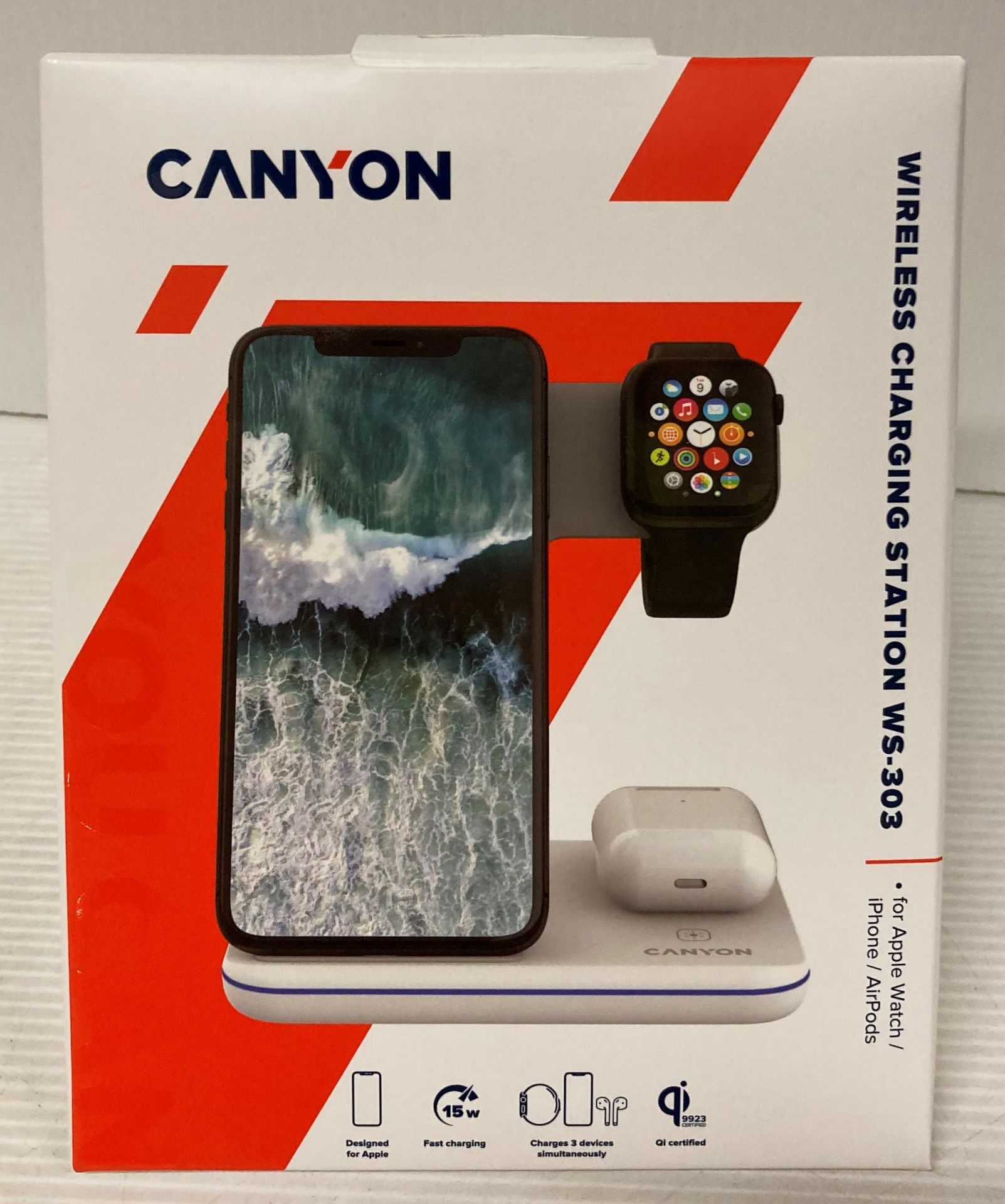 10 x Canyon wireless charging stations (model: WS-303) compatible with apple watch, iPhone,