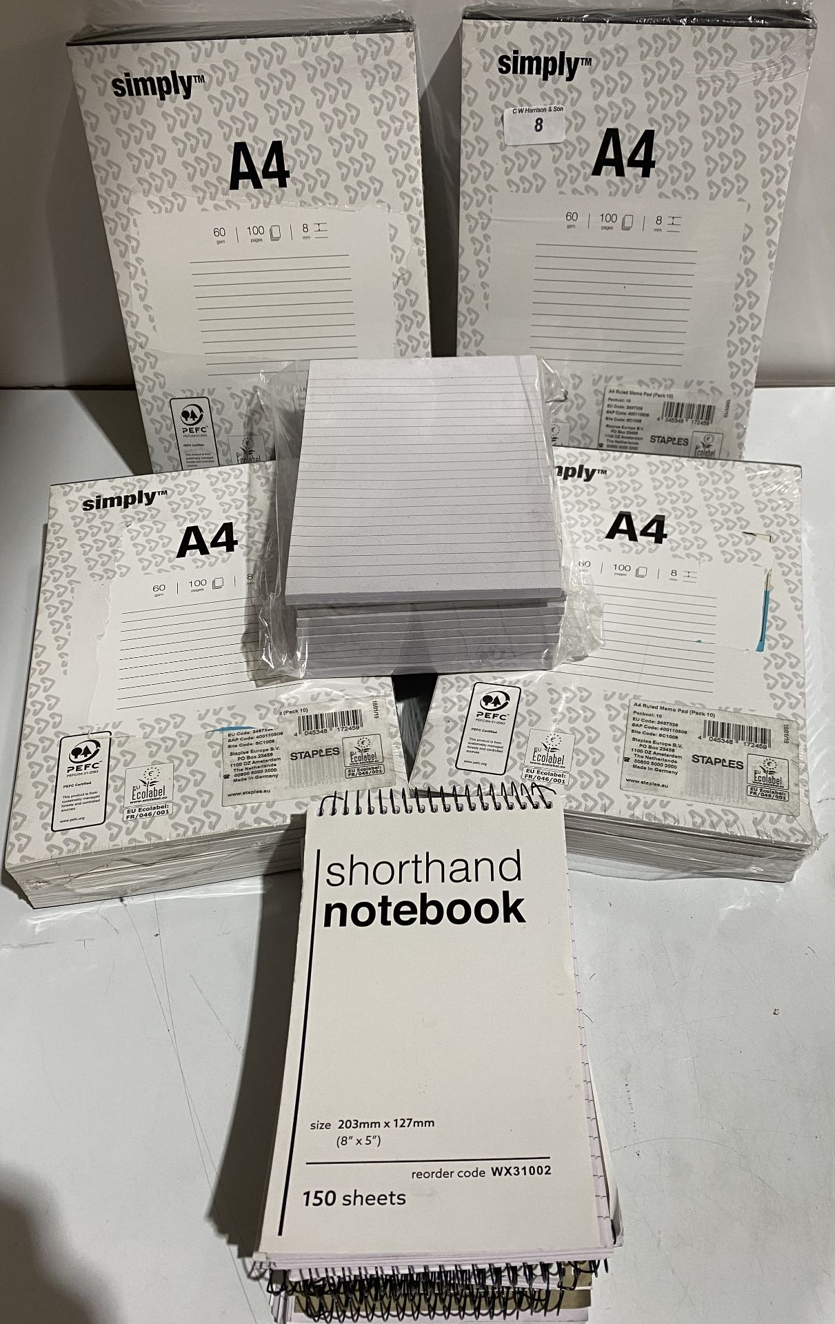 10 x A5 note pad, 40 x A4 ruled memo pad 100 page,