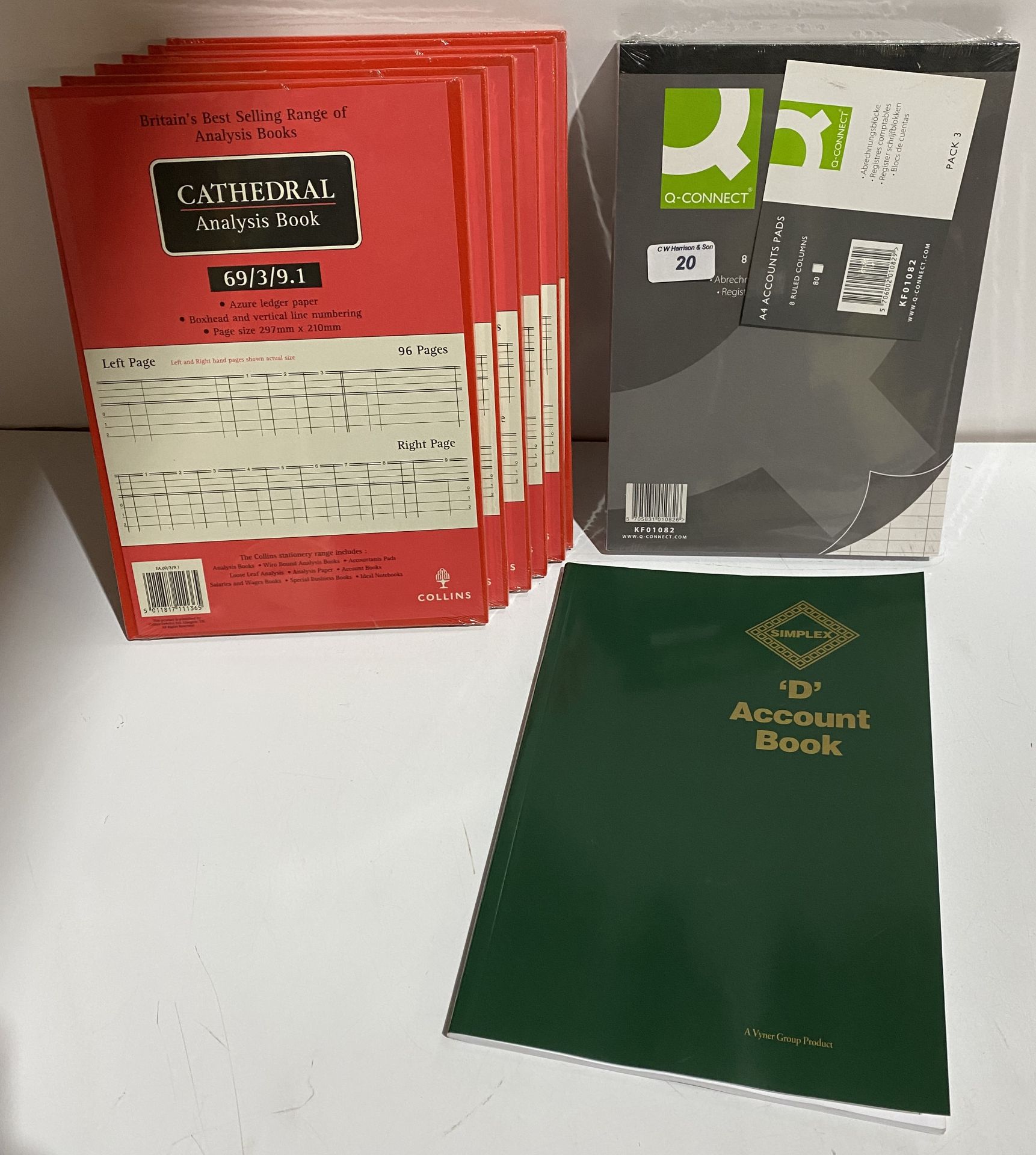 6 x Collins Cathedral 69 series Accounts Analysis book 96 page, 1 x Simplex D Accounts book,
