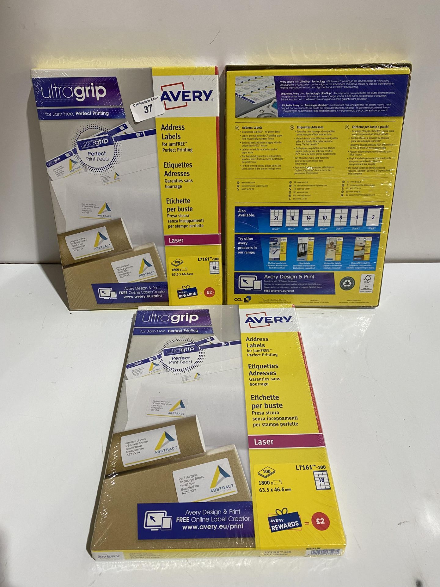 3 x packs of 100 sheets each Avery laser address labels A4 18 labels per sheet