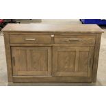 Oak sideboard fitted two drawers and two sliding cupboards below,