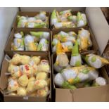Contents to pallet - 6 x boxes and contents - approximately 65 x sets of gonk and chick soft toys,