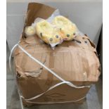 Box and contents - approximately 60 x childrens' Wanziee Pikachu slippers (sizes 3.