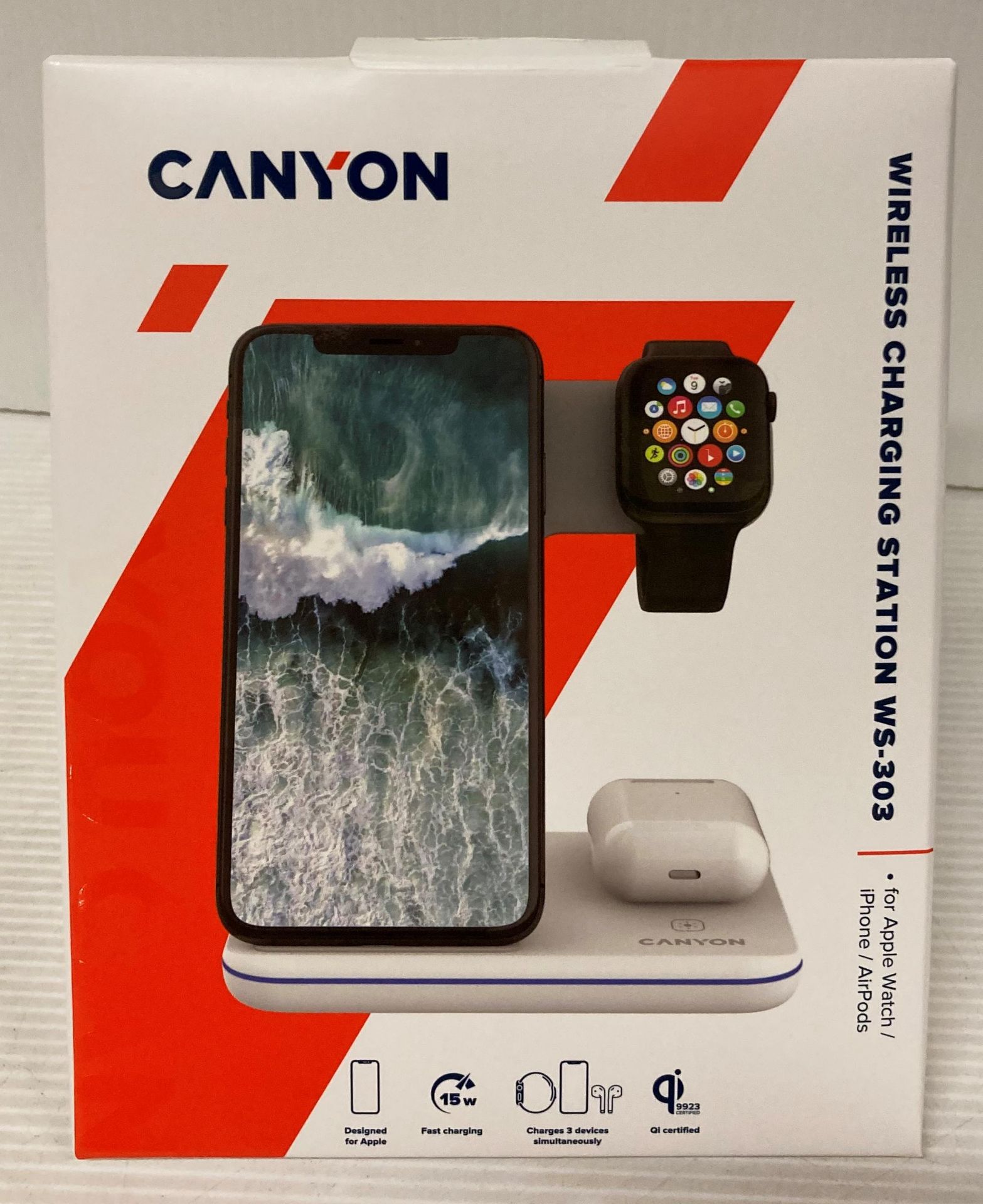 10 x Canyon wireless charging stations (model: WS-303) compatible with apple watch, iPhone,