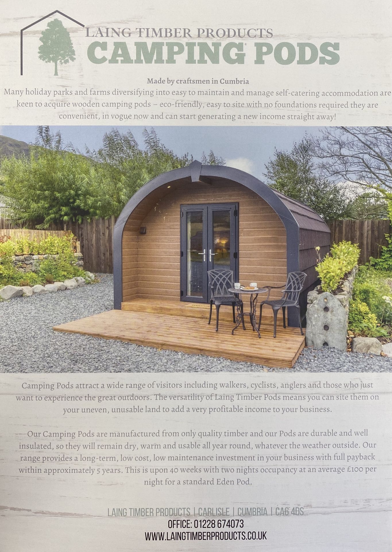 EDEN CAMPING POD (6m x 3m approx) Open Plan Layout, - Image 26 of 27