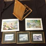 Six items including Winsor & Newton wooden artists carrying case with easel top,