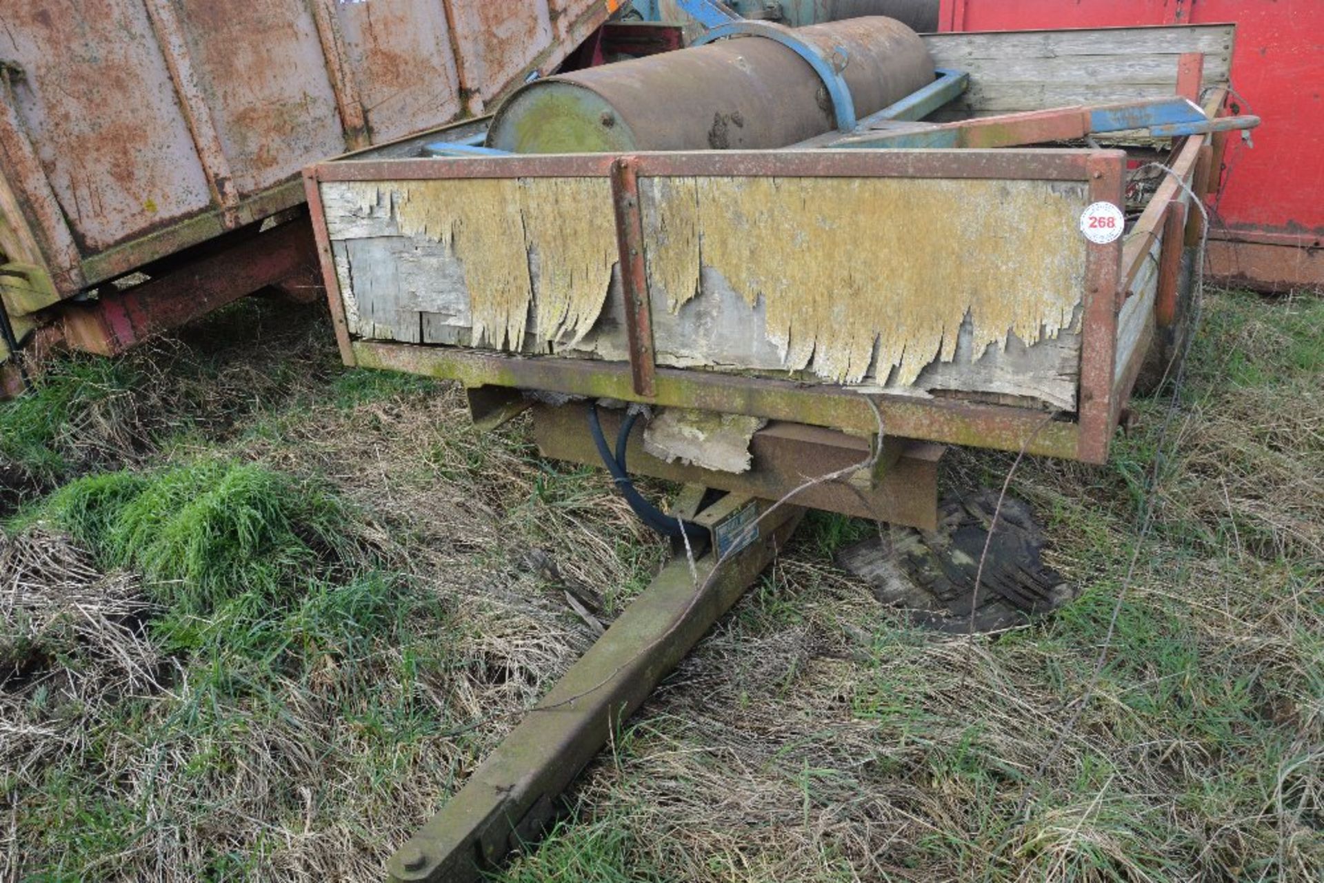 Timber sided hydraulic tipping trailer (excludes roller shown in photograph)