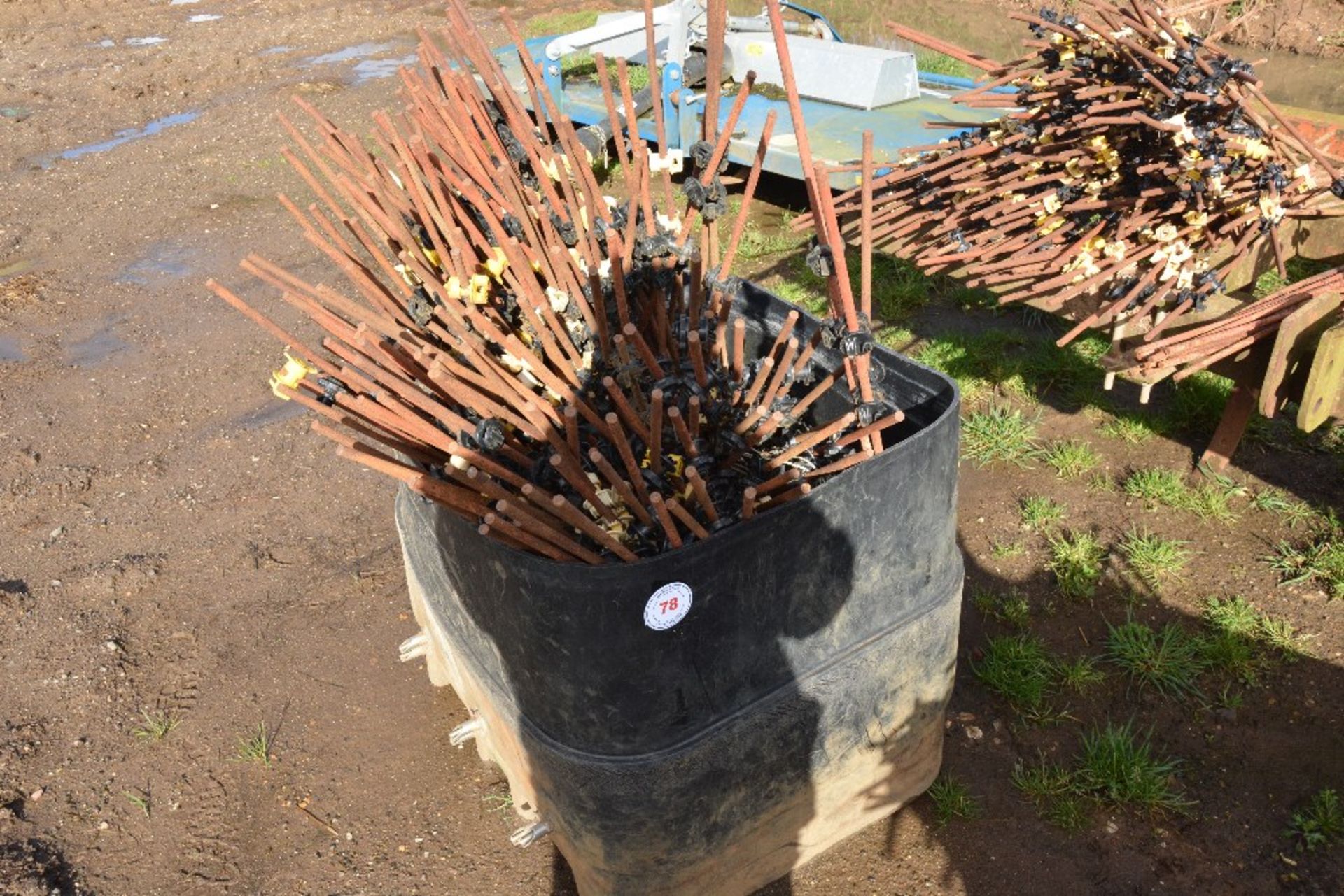 Qty 4' Steel fence posts as lotted with insulators