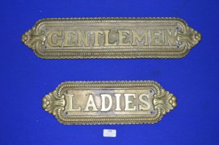 *Ladies and Gents Reproduction Brass Toilet Signs